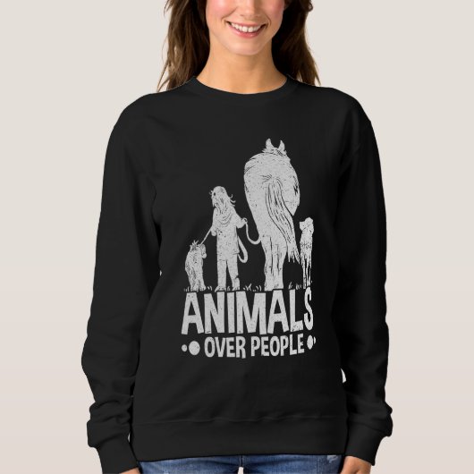 Animals Over People Animal Activist Rescue Conserv スウェットシャツ (正面)