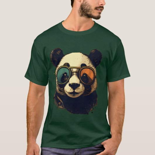 Animals Panda Wearing Sunglasses Tシャツ (正面)