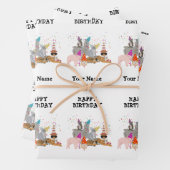 Animals Partying – 誕生日パーティーの動物の名前 ラッピングペーパーシート (インサイチュ)