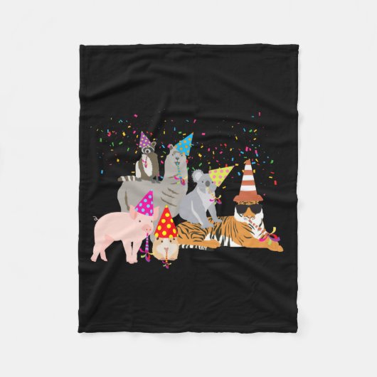 Animals Partying Cute Animals Having A Party  フリースブランケット (正面)