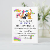 Animals & Rainbows Birthday Party Invitation サンキューカード (スタンド正面)