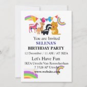 Animals & Rainbows Birthday Party Invitation 招待状 (正面)