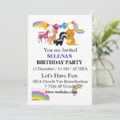 Animals & Rainbows Birthday Party Invitation 招待状 (スタンド正面)