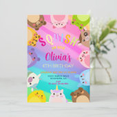 Animals Squish Girl Birthday party 招待状 (スタンド正面)