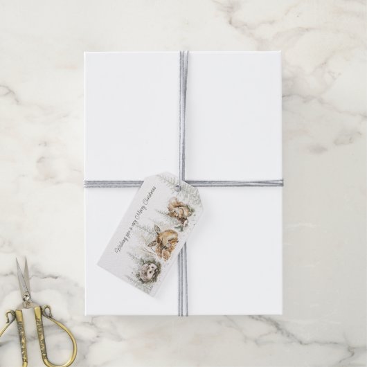 Animals Winter Forest Christmas ギフトタグ (より糸付き)