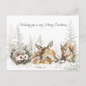 Animals Winter Forest Christmas  シーズンポストカード (正面)