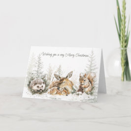 Animals Winter Forest Christmas Holiday Card シーズンカード
