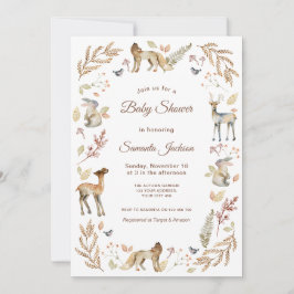 Animals Woodland Baby Shower 招待状