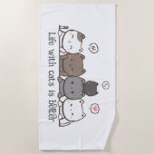 Animated Cat Beach Towel – cat owners gifts ビーチタオル (正面)
