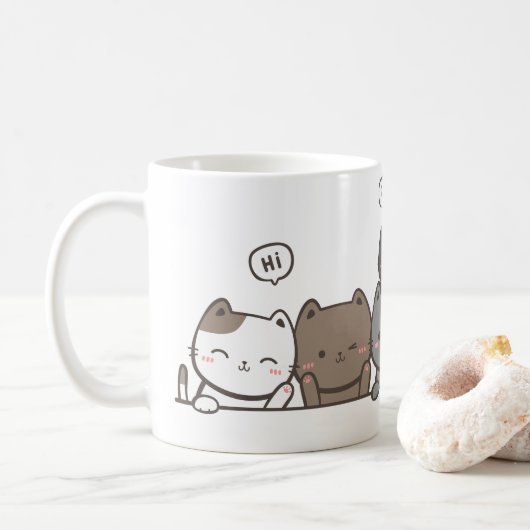 Animated Cat Mug - cute cat mug gift コーヒーマグカップ (ドーナツ)