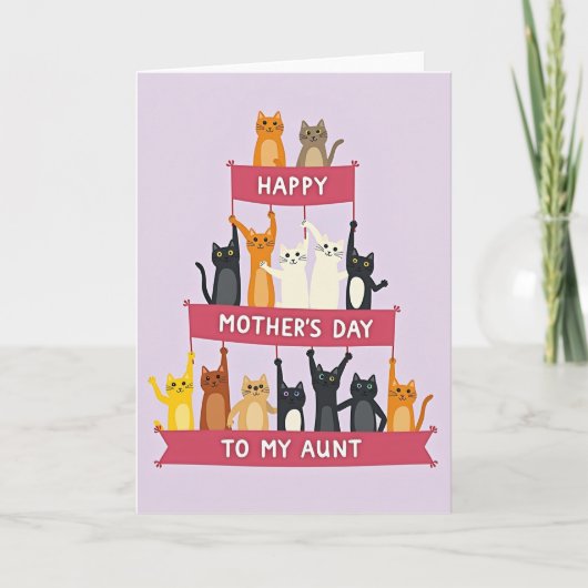 Animated Cats Mothers Day Card カード (正面)