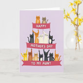 Animated Cats Mothers Day Card カード (黄色い花)