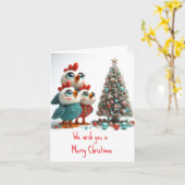 Animated Chicken Family Christmas Card カード (黄色い花)