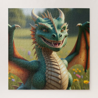 Animated dragon with a playful expression ジグソーパズル