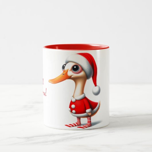 Animated Duck Christmas Mug ツートーンマグカップ (中央)