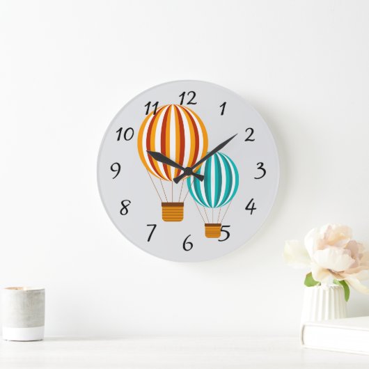 Animated Hot Air Balloon Clock ラージ壁時計 (ホーム)