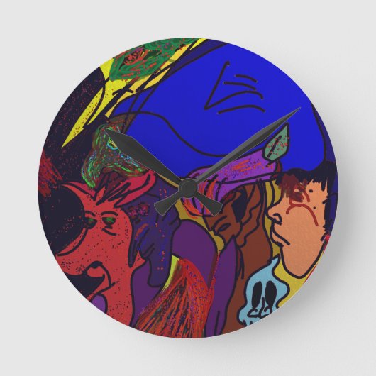 Animation Collage  ラウンド壁時計 (正面)