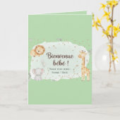 Animaux de la Savane Aquarelle - Bienvenue Bébé カード (黄色い花)