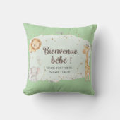Animaux de la Savane Aquarelle - Bienvenue Bébé クッション (正面)