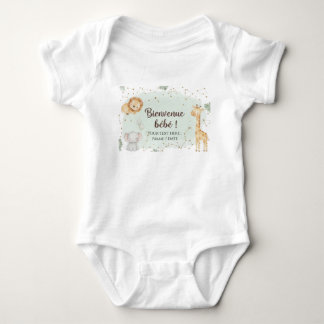 Animaux de la Savane Aquarelle - Bienvenue Bébé ベビーボディスーツ