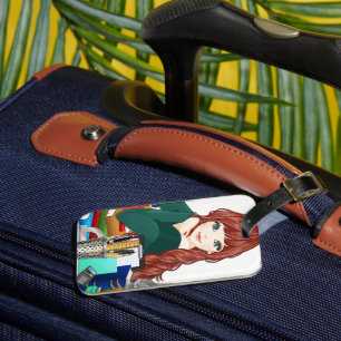 Anime かわいらし Girl & Education with Rabbit ラゲッジタグ