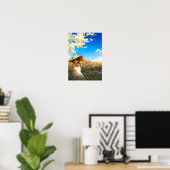 Anime Aesthetic Japanese Summer Sunflower Field ポスター (ホームオフィス)