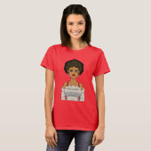 Anime Afro Girl Portrait Cute Adorable BeautyBlack Tシャツ (正面フル)