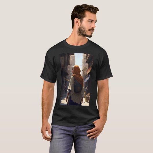 Anime Arab Women Walking through Middle Eastern Ci Tシャツ (正面フル)