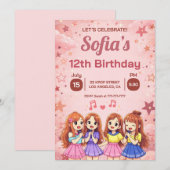 Anime Best Friends Squad Birthday 招待状 (正面/裏面)