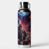 Anime Boy and Dragon in a Dystopian World ウォーターボトル (背面)