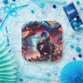 Anime Boy and Dragon in a Dystopian World ペーパープレート (パーティー)