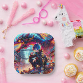 Anime Boy and Dragon in a Dystopian World ペーパープレート (パーティー)