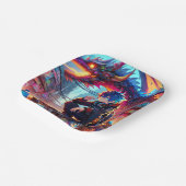 Anime Boy and Dragon in a Dystopian World ペーパープレート (傾斜あり)