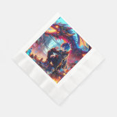 Anime Boy and Dragon in a Dystopian World 縁ありランチョンナプキン (角)