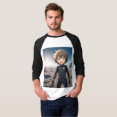 Anime Boy Astronaut on Alien Planet – Sci-Fi Anime Tシャツ (正面フル)