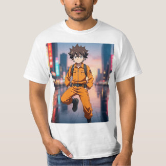 Anime Boy in Orange Outfit Ru Tシャツ