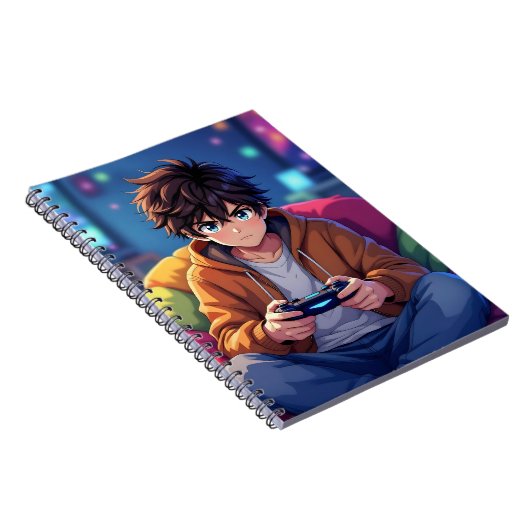 Anime Boy playing Video Game  ノートブック (右側)