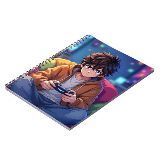 Anime Boy playing Video Game  ノートブック (左側)