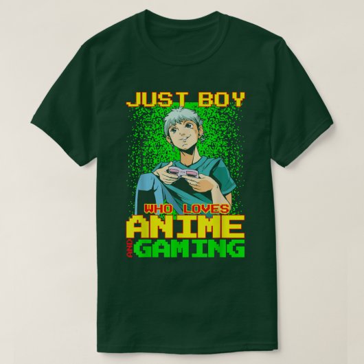 Anime Boy Playing Video Games Funny  Tシャツ (デザイン正面)