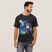 Anime Boy Under Starry Sky with Planets – Fantasy  Tシャツ (正面フル)