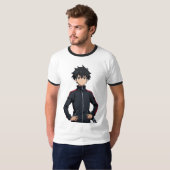 Anime Boy with Sword in Modern City at Sunset – Co Tシャツ (正面フル)