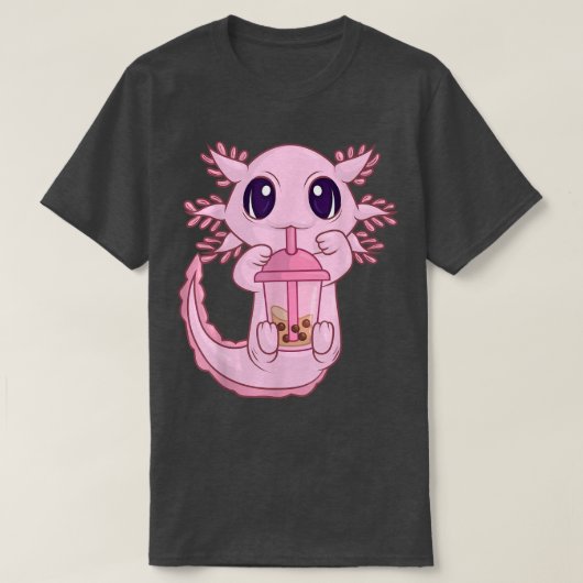 Anime Bubble Boba Tea TWomen Girls,かわいいAolotl Tシャツ (デザイン正面)