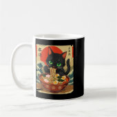 Anime Cat Eating Ramen Japanese Art Graphic Cat Cu コーヒーマグカップ (左)