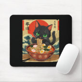 Anime Cat Eating Ramen Japanese Art Graphic Cat Cu マウスパッド (マウス)