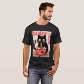 Anime Cat Ramen Instant Noodles Funny Japanese Cat Tシャツ (正面フル)