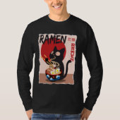 Anime Cat Ramen Instant Noodles Funny Japanese Cat Tシャツ (正面)
