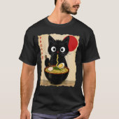 Anime Cat Ramen Japanese Funny Cat Graphic Tシャツ (正面)
