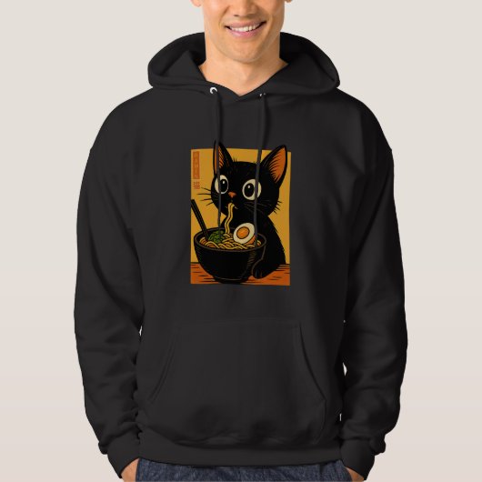 Anime Cat Ramen Japanese Funny Graphic Tees Kawaii パーカ (正面)