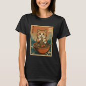 Anime Cat Ramen Japanese Funny Graphic Tees Kawaii Tシャツ (正面)