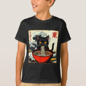 Anime Cat Ramen Japanese Funny Graphic Tees Kawaii Tシャツ (正面)